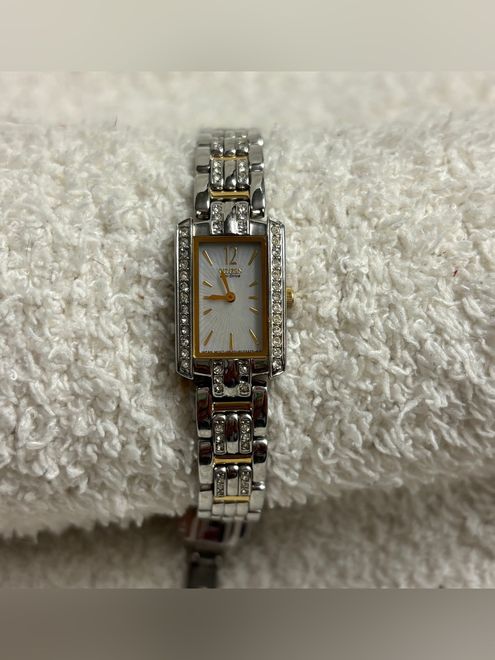 Citizen Eco Drive Two Tone Mother of Pearl & Swarovski Crystal Women's Watch